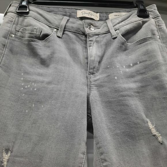 Jessica Simpson Cherish Skinny Jeans Womens Size 27 Gray Distressed Denim - Picture 3 of 8
